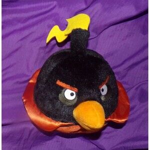 Angry Bird Space Bomb Bird Plush  8" Black Medium Soft Stuffed